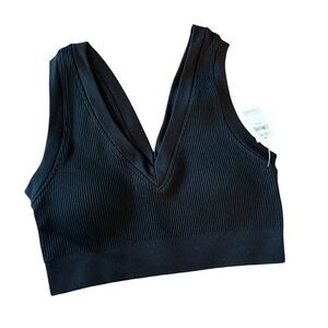 NWT Aerie Plunge Medium Support Sport Bra Black XS